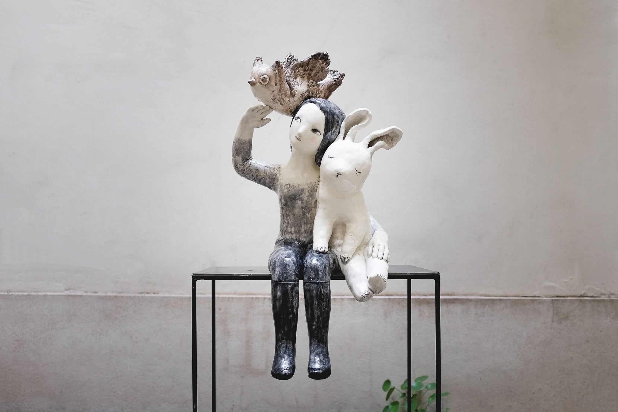 Mes amis imaginaires, céramique émaillée 83X30X30 cm